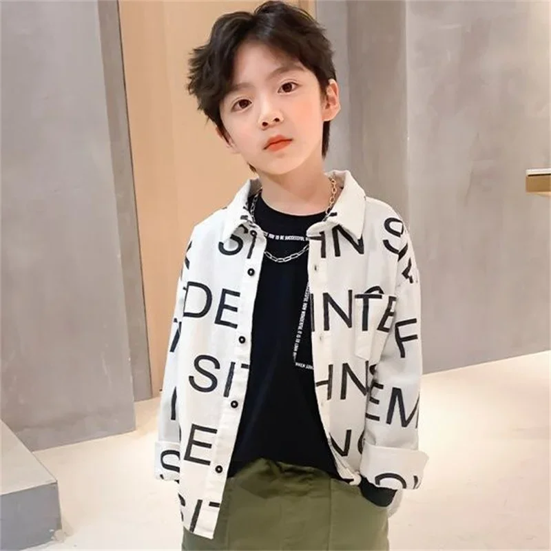 Boys Baby's Kids Blouse Coat Jacket Outwear Cotton 2024 	Orange Spring Autumn Shirts Outwear Teenagers Overcoat Children's Cloth