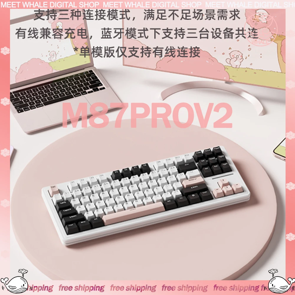 

Xinmeng M87Pro V2 Mechanical Keyboard 3 Mode 2.4G Bluetooth Wireless 87 Keys Gasket RGB Backlit Hot Swap Gaming Keyboard Gifts