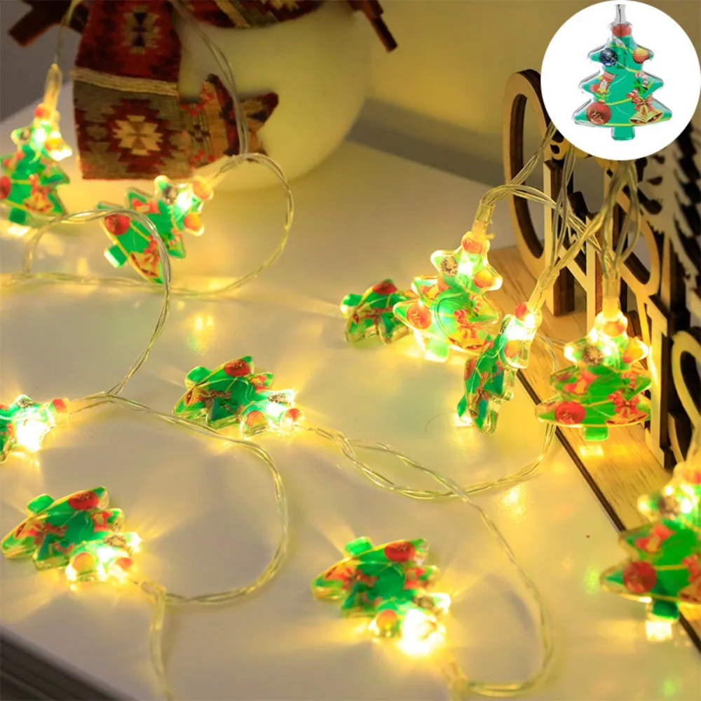 3D LED Christmas String Lights 1.5 Meters Battery Version Santa Snowman Style DIY Decor Fairy Light Tree Lantern Strip