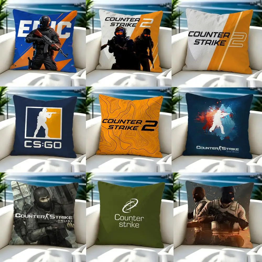Game Counter‑Strike Cushion Cover Premium Skin‑Friendly Short Plush Pillow Cover, Airy Casual Cushion for Hotel Homestay