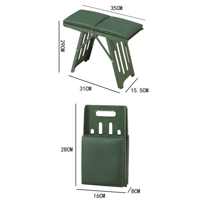 Folding Stool Portable Lightweight Chair Soft Cushion Household Outdoor Travel Ferroalloy Sturdy Stable Anti-scratch Feet