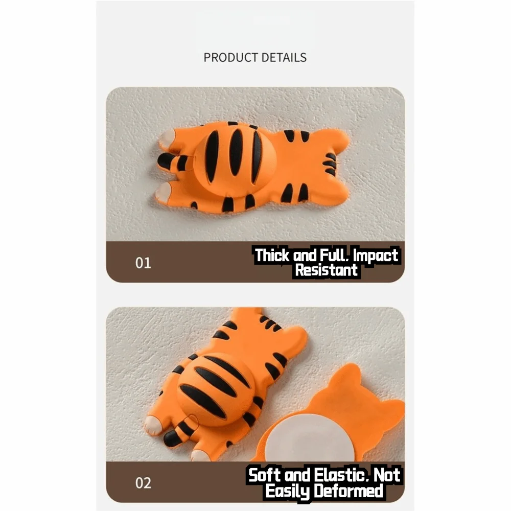 Creative Silicone Door Stopper Cartoon Animal Self-adhesive Doorknob Bumper Anti-Shock Anti-collision Wall Protector for Home