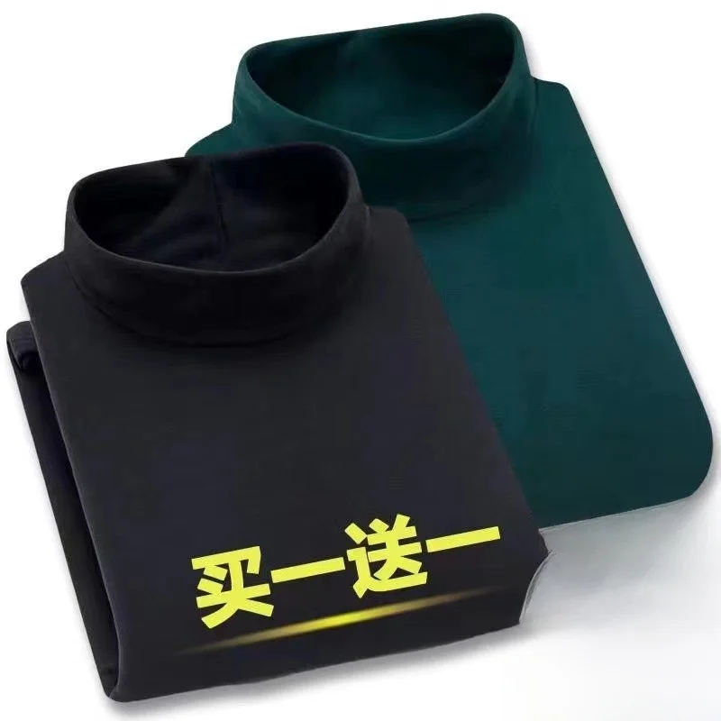 

Thiened Fce Warm Long Sve T-irt Men's f High Collar Color Base irt Youth Casual Faion Knitted Sweater