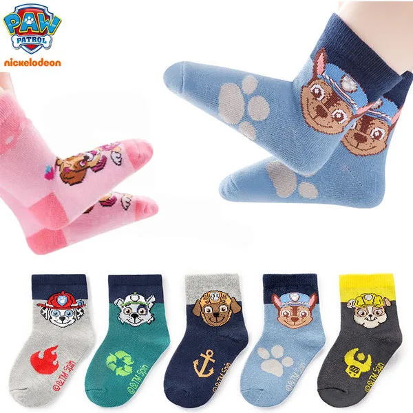 5 pairs Genuine Paw Patrol Children's Socks Breathable Boys Socks Girls mid-tube Socks Baby Cotton breathable Socks High Quality