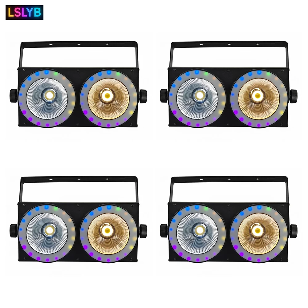 

4PCS/Lot 200W COB 2 Eyes Stage Wash Lights Cool+Warm White Audience Casting Aluminum Sound Activated DMX512 Strobe COB Par Light