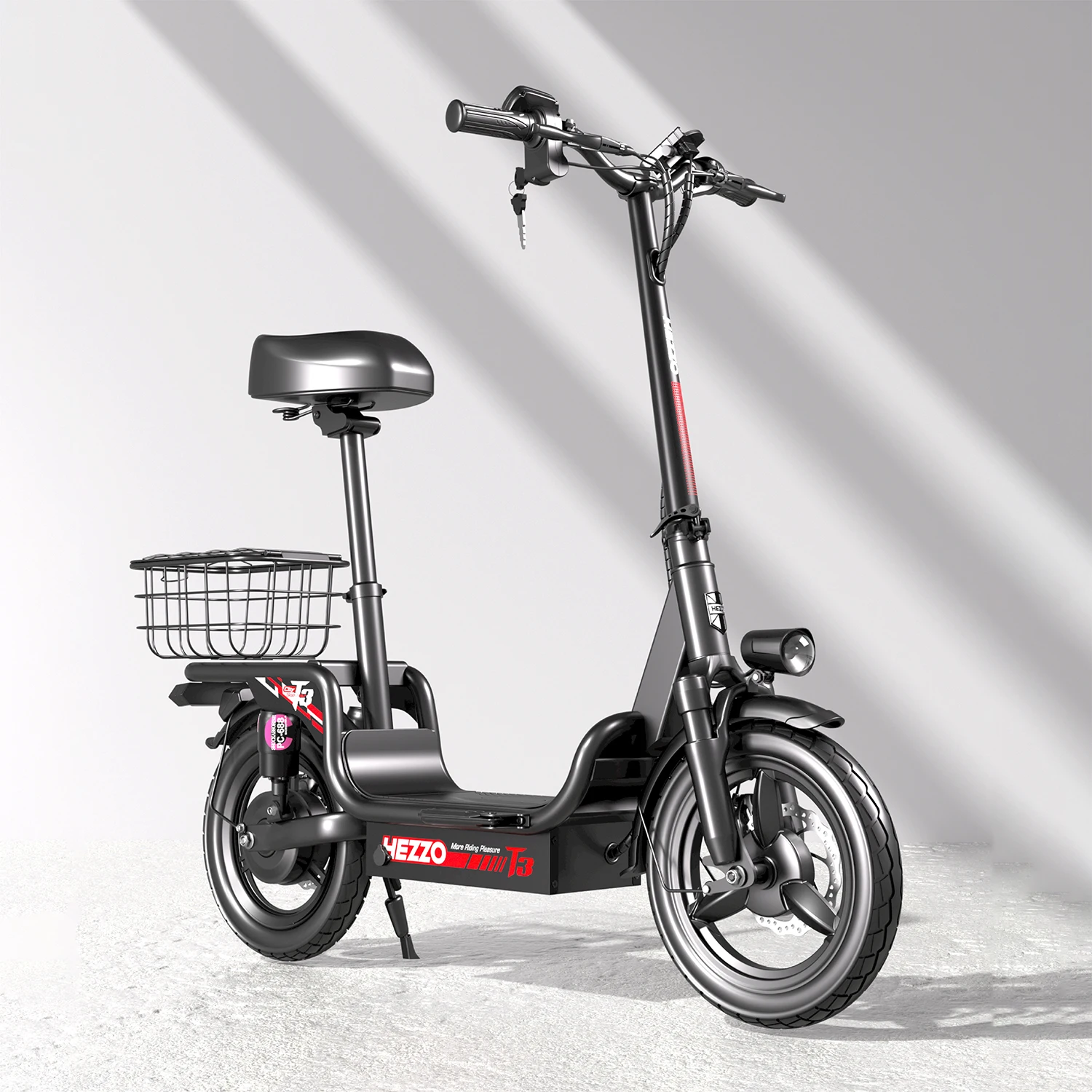 37.2Mile Range 48V 500W 330lbs Dual Shock Absorbers Carbon Fiber Electric Scooter  Folding Commuter E-Scooter with Basket