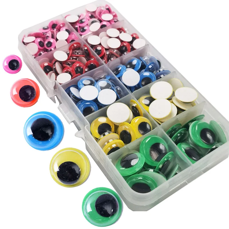 

424PCS 7-15MM DIY Wiggly Googly Eyes Self-Adhesive Doll Eye Movable Simulation Animal Eyeball Children Craft Supplies