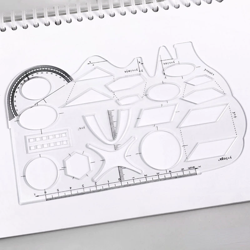 Multifunctionele Snelle Tekening Sjabloon Creatieve Zachte Wiskunde Functie Heerser Ontwerp Cirkel Geometrie Tekening Transparante Liniaal