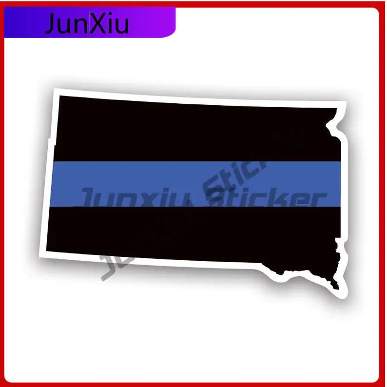 

South Dakota State Shaped Thin Blue Line Sticker Uv Protected Police First Responder Law Enforcement Support Sd Car Sticker