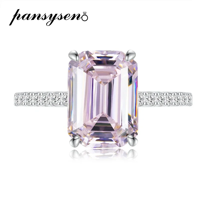 

100% 925 Sterling Silver 4CT Emerald Cut Sapphire High Carbon Diamond Ring Wedding Cocktail Party Fine Jewelry Rings for Women