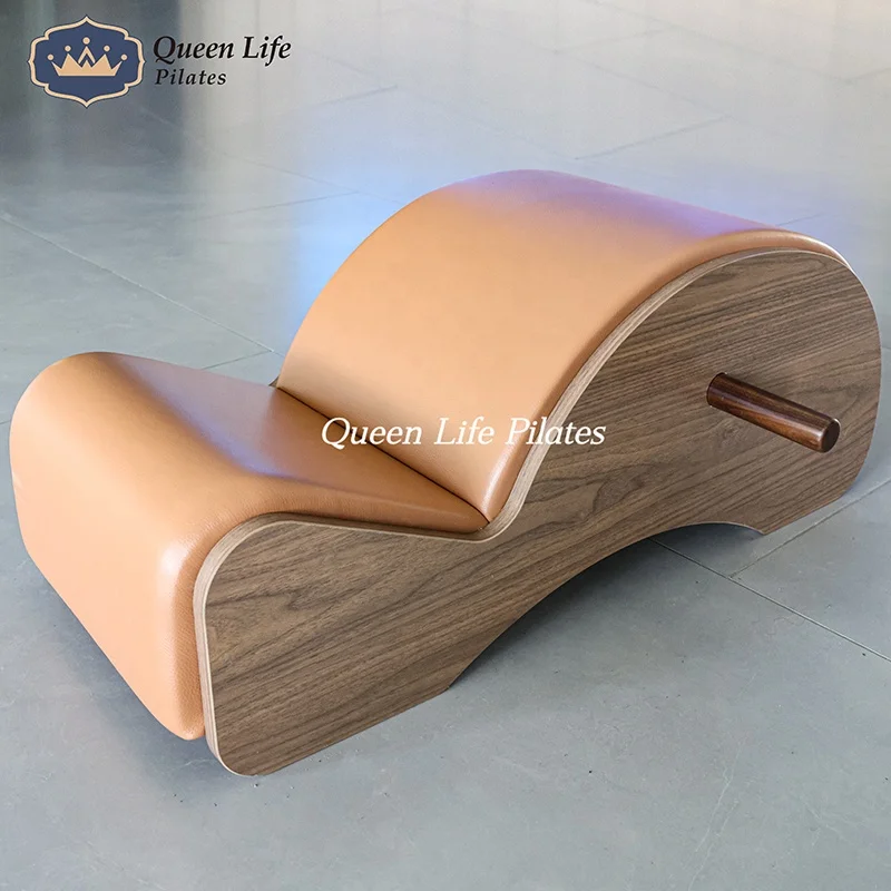 Queenlife Pilates Spine Corrector Solid Walnut Wood Portable Design Yoga Equipment Balance Barrel for Home Training