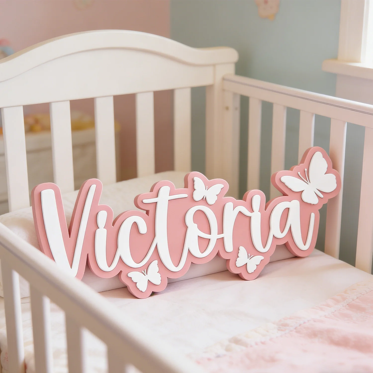 1pc wooden surname brand with butterfly pattern embellishment, custom content, home and bedroom decoration, holiday gifts
