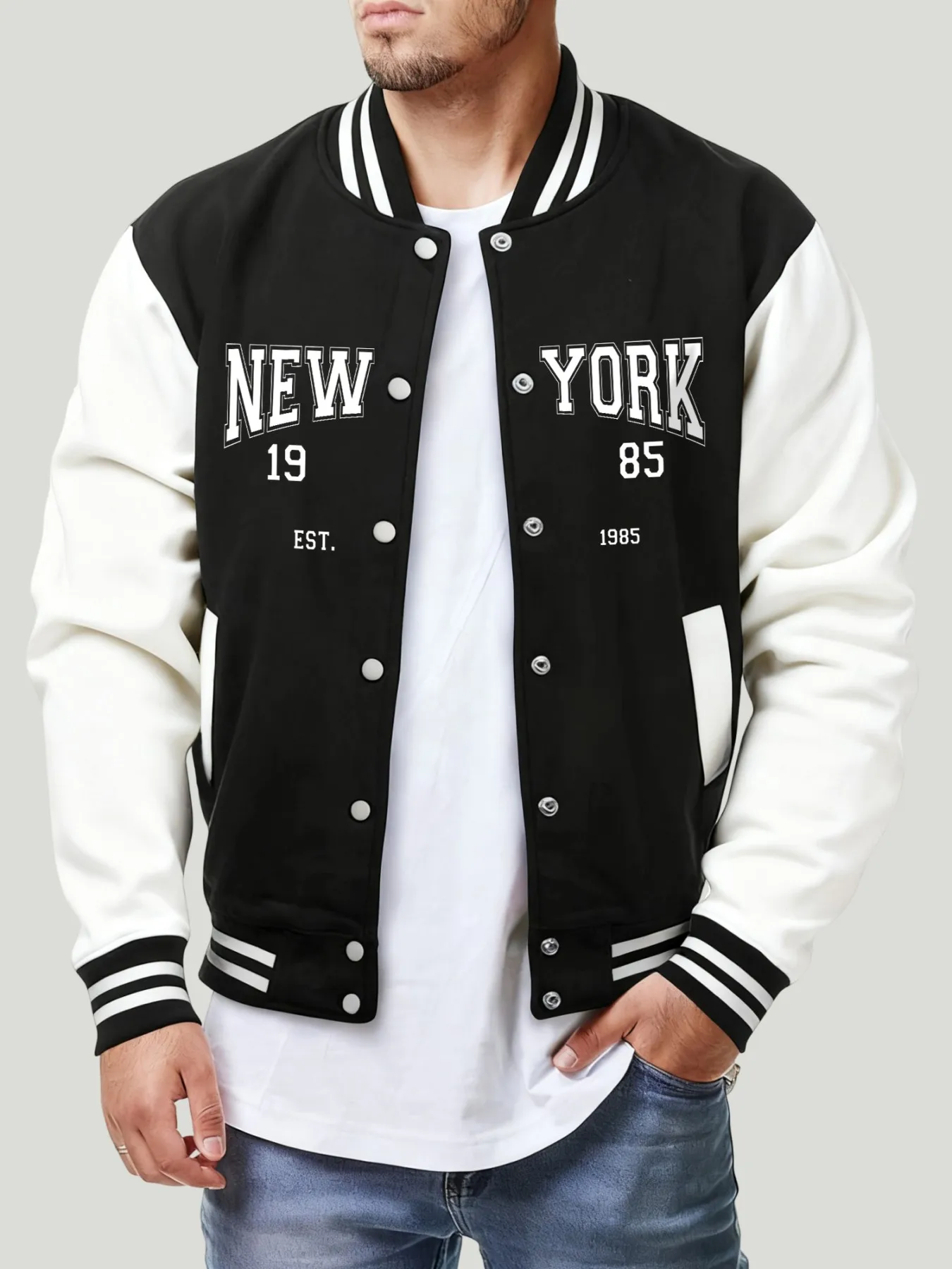 

Куртки New York 1985, мужские осенние флисовые уличные куртки на пуговицах, бейсбольный трикотаж, повседневный модный топ в стиле хип-хоп