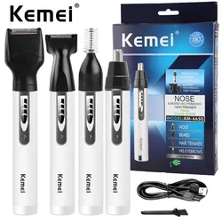 KEMEI-Nariz elétrico profissional e aparador de pêlos para homens e mulheres, aparador de pêlos indolor, corte Shaver, sobrancelhas e barba