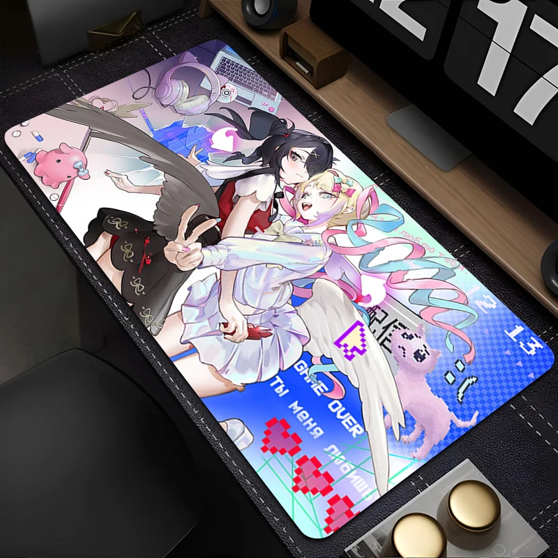 Needy Girl Overdose Anime Pink Mouse Pad Keyboard Gaming Accessories Carpet Large Mousepad Pc Gamer Cabinet Laptop XXL Desk Mat