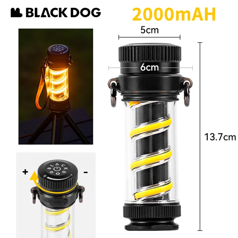 

Naturehike BLACKDOG Camping Atmosphere Light Waterproof IP44 Stepless Dimming Flashlight 2000mAH Camping Night Lamp Portable