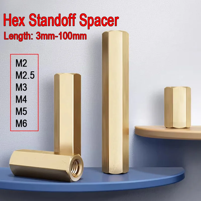 1~50pcs M2 M2.5 M3 M4 M5 M6 Brass Hollow Double Pass Hex Female Standoff Pillar Stud Mount Spacer Hexagon PCB Motherboard Nut