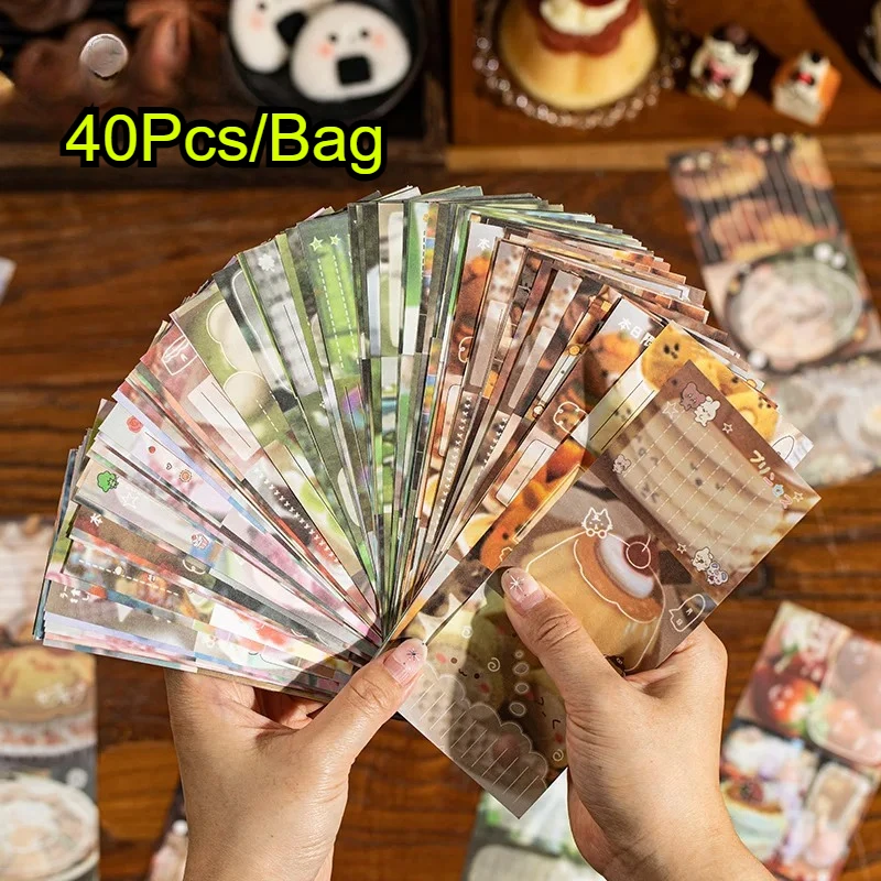 40Pcs/Pack Cute Retro Y2K DIY Material Decorations Base Note Paper Memo Pads Message Paper Notebook Journal  Japanese Stationery