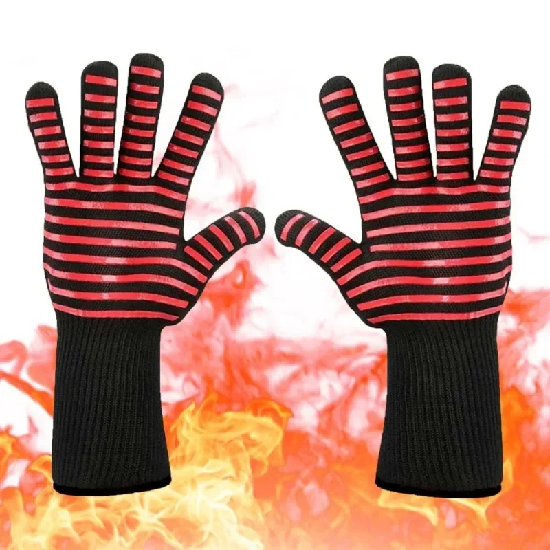 Hot 500/800 Degree Heat Resistant 1 Pcs/Pair Microwave Oven BBQ Mittens Gloves Aramid Gloves Cooking Baking Kitchen Accessories