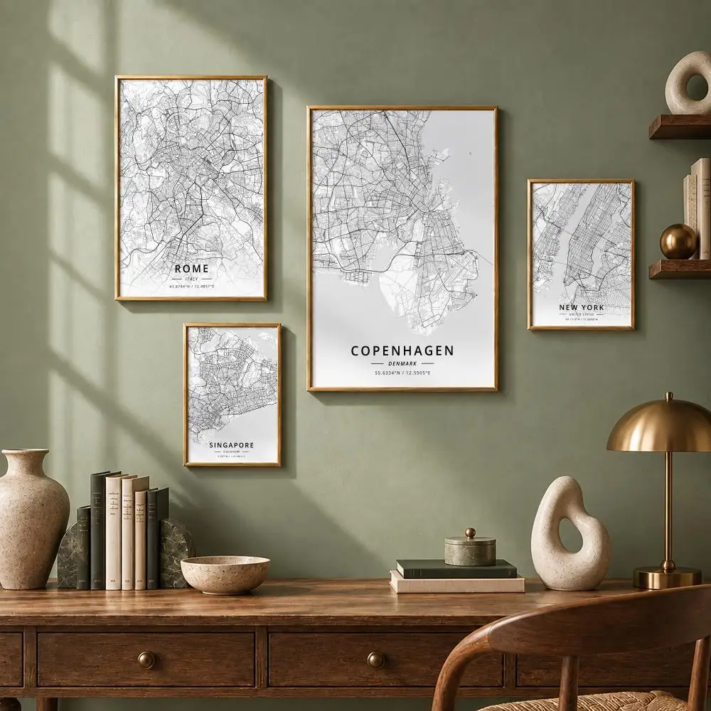Vintage Map Map Poster HD Self-Adhesive No Residue After Removal Ideal for All Kinds of Wall Decor