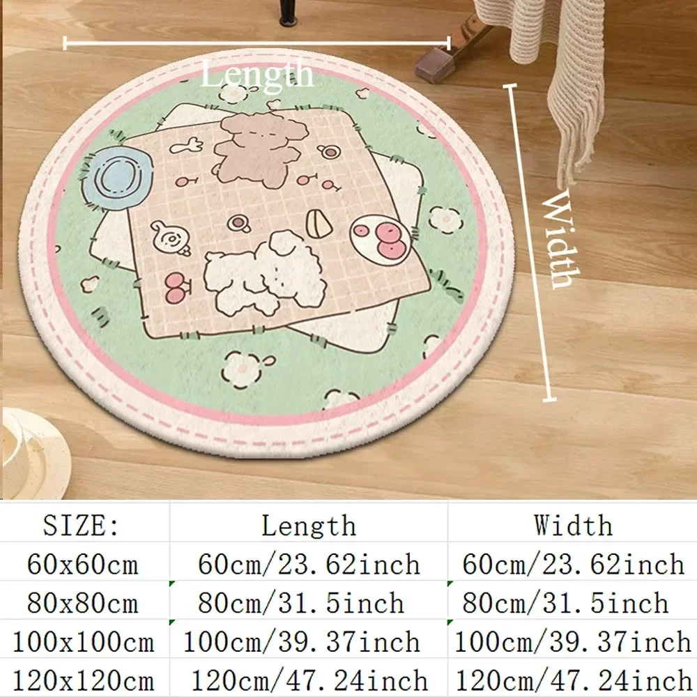 1pc New Lovely Sun Flowers Imitation Cashmere Carpet Floor Mat Absorbent Non-slip Mat Baby Room Round Rug Bedroom Decoration