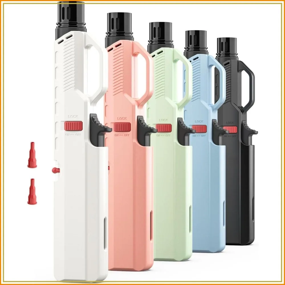 5 Pack Butane Torch Lighters, Refillable Windproof Jet Flame for Candle, BBQ, Kitchen (No Butane)