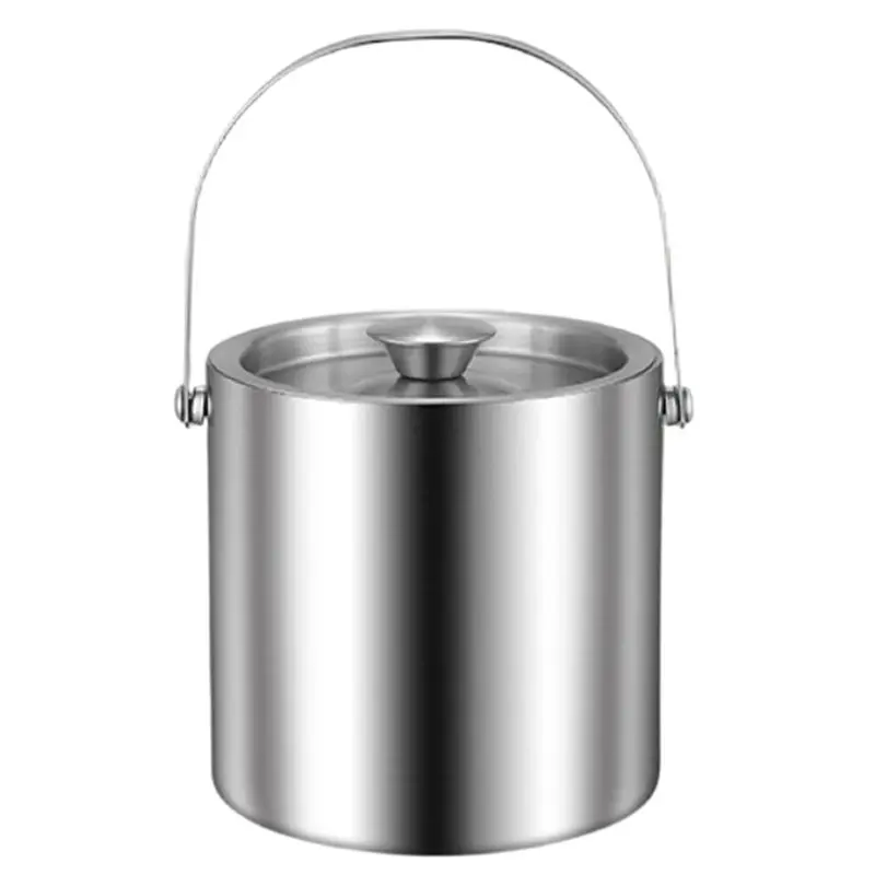 RALCA-Ice Bucket In 304 Stainless Steel, Double-Wall Design, Insulated, Handle Included, Bartending Tool With Lid Container B