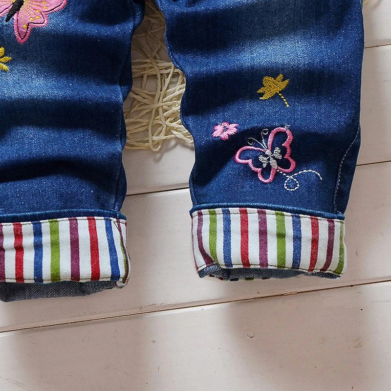 IENENS Baby Girls Overalls Kids Trousers Denim Dungarees Embroidery Butterfly Pants Toddler Infant  Jumpsuit 0-4 Years Clothes