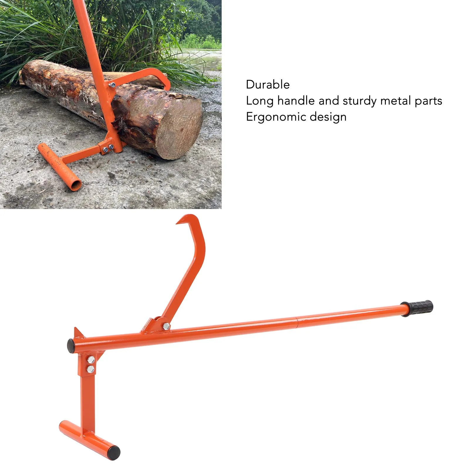 Log Lifter 51in Steel Rainproof Log Roller Cant Hook Jack Tool for Transportation