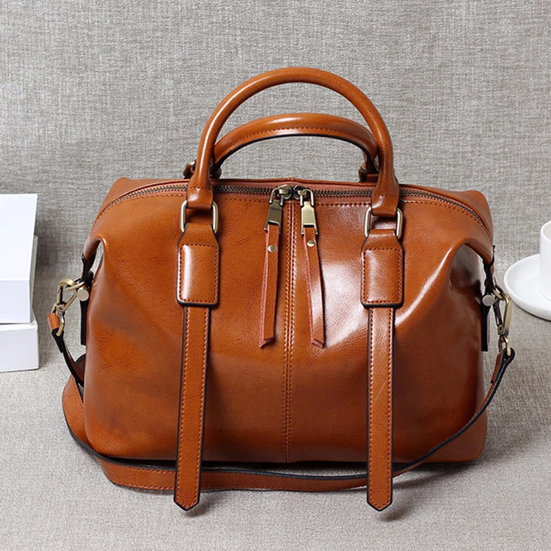 

2025 женская новая кожаная сумка в стиле ретро, модная кожаная сумка через плечо