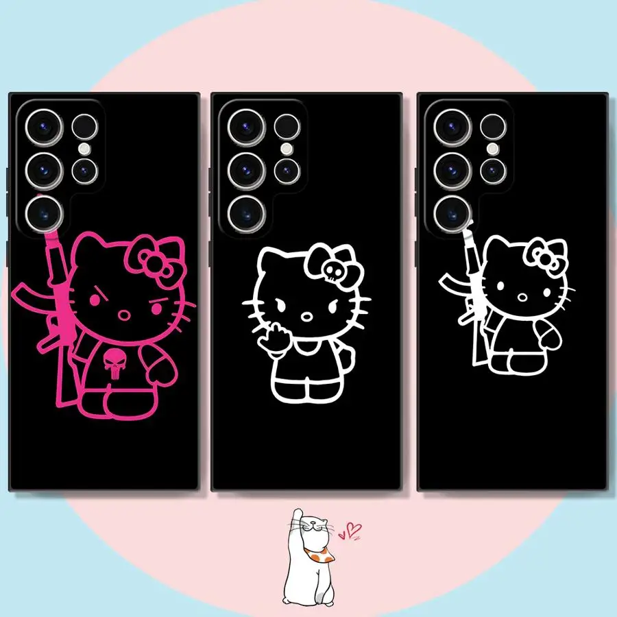 

Черный мягкий чехол для телефона Samsung Galaxy Note 20 Ultra 9 10 Plus S10 8 S8 S9 Черный мультфильм Hello Kitty