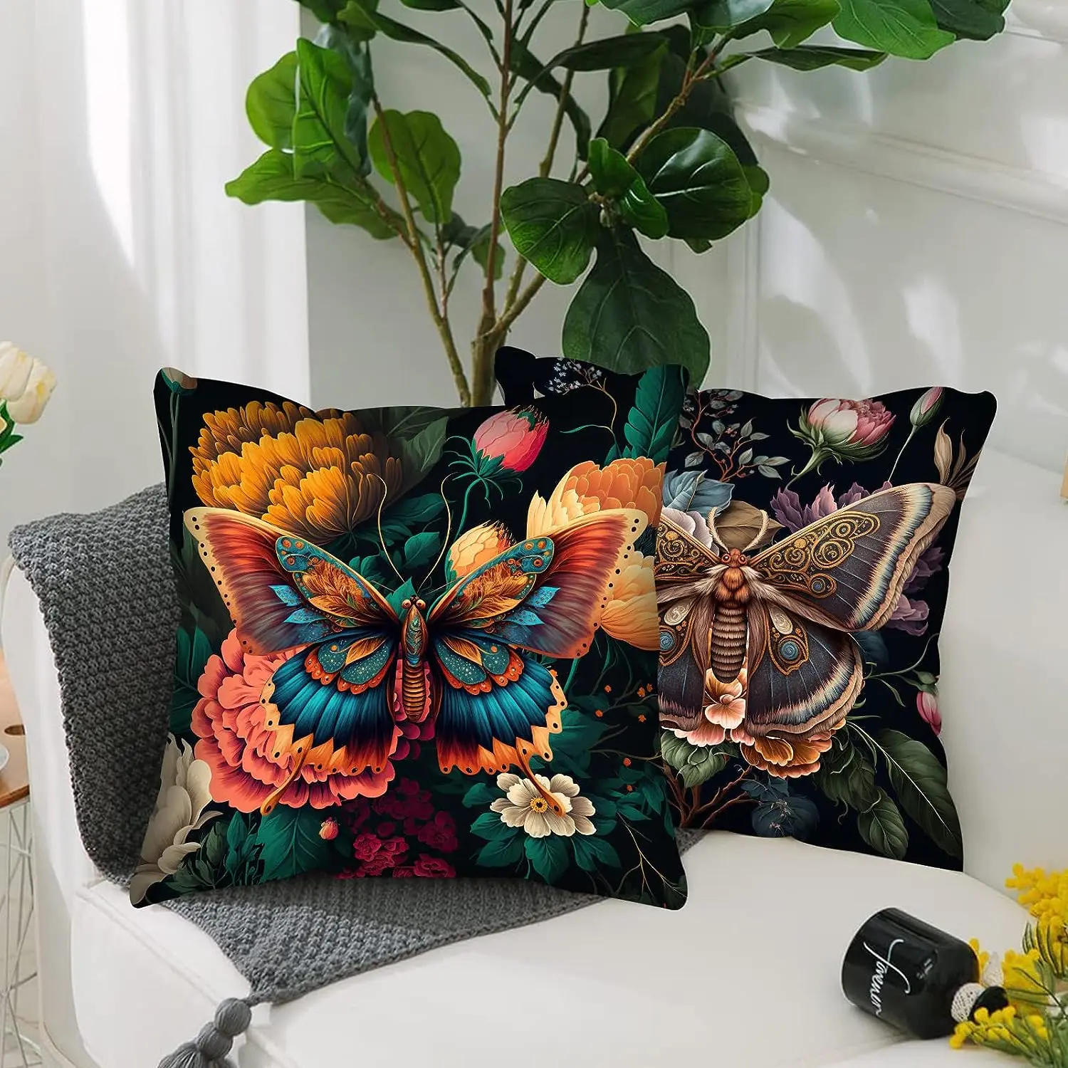 

Butterfly Decorative Pillowcase Throw Pillowcase Abstract Pillowcase Modern Square Couch Home Decor Cushion Cover 45x45 CM