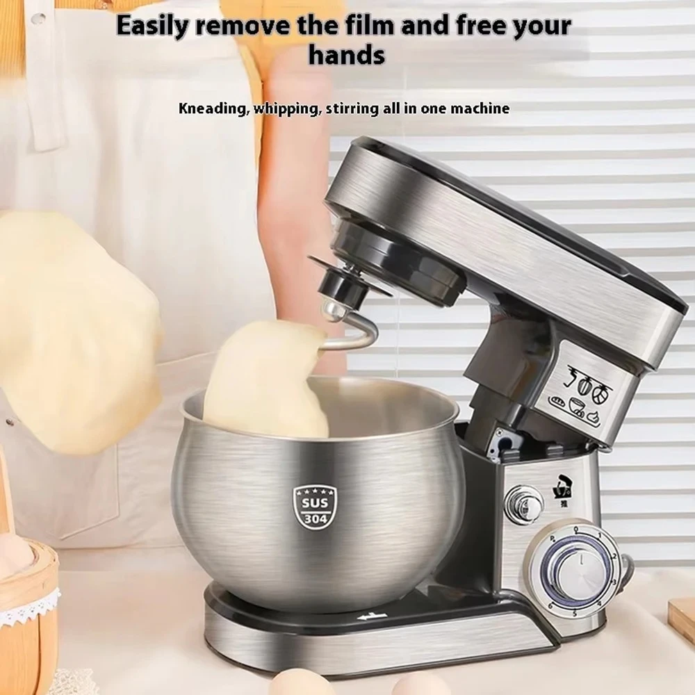 

Household Stainless Steel Fully Automatic Small Dough Mixer Desktop Egg Beater Multi Function Food Mixer Electric Stand Mixer