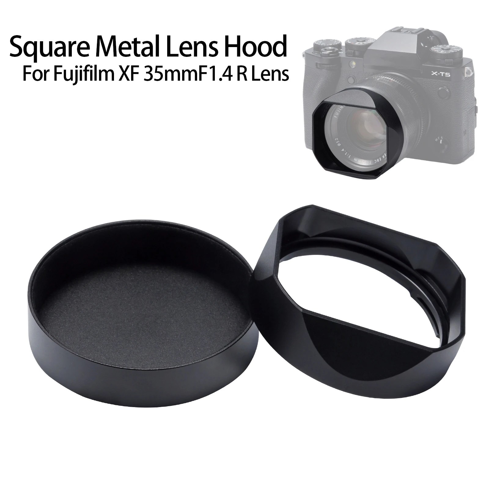 

Квадратный металлический байонетный объективный колпак для Fuji XF 35mm F1.4 R (35f1.4) для Fujifilm XT5, XT3, XE5 с крышкой