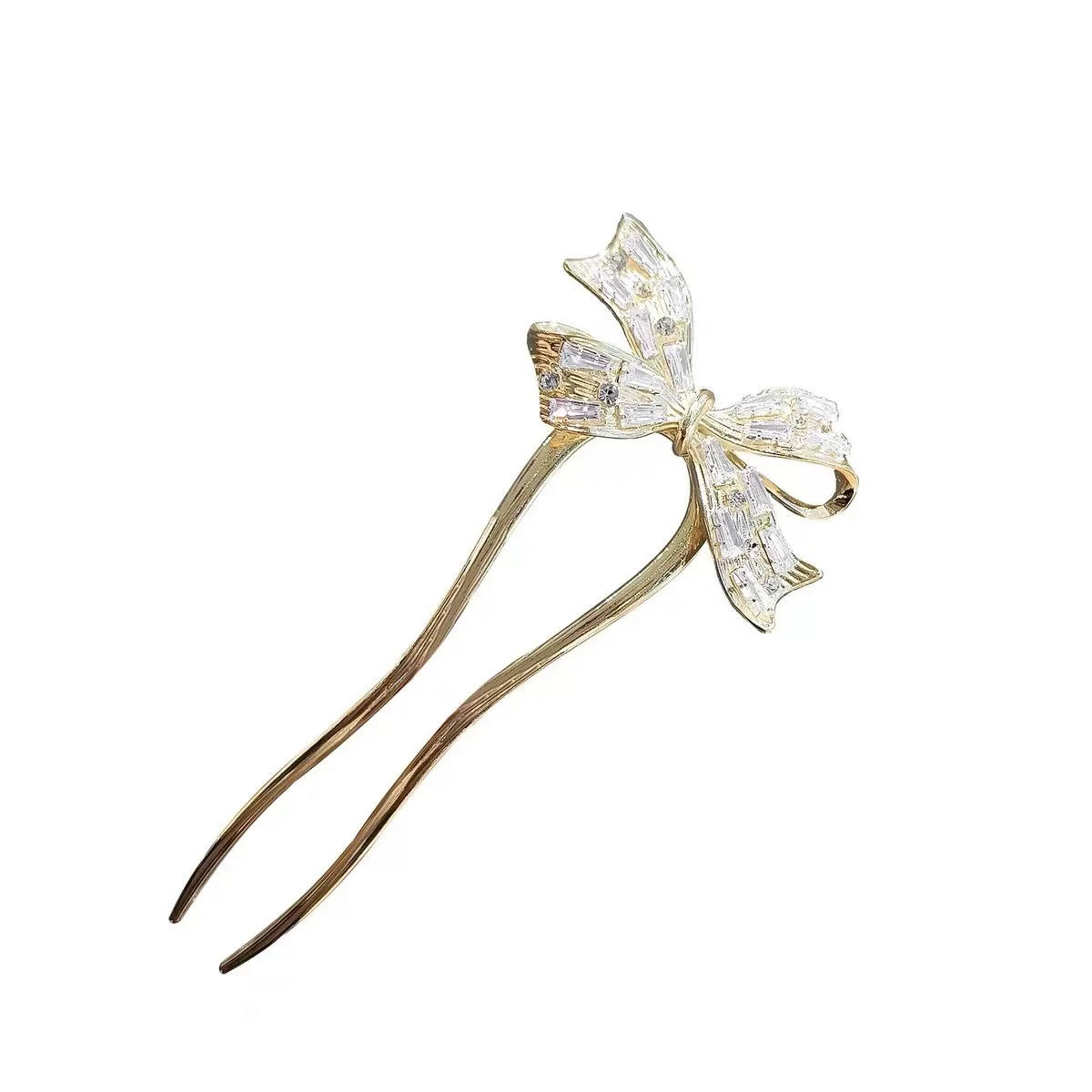 1PC ใหม่ผีเสื้อโบว์ Golden Zircon U-รูป Hairpin สําหรับผู้หญิง,ด้านหลังหัว,จาน Hairpin,ทุกวันโมเดิร์นอุปกรณ์เสริมผม