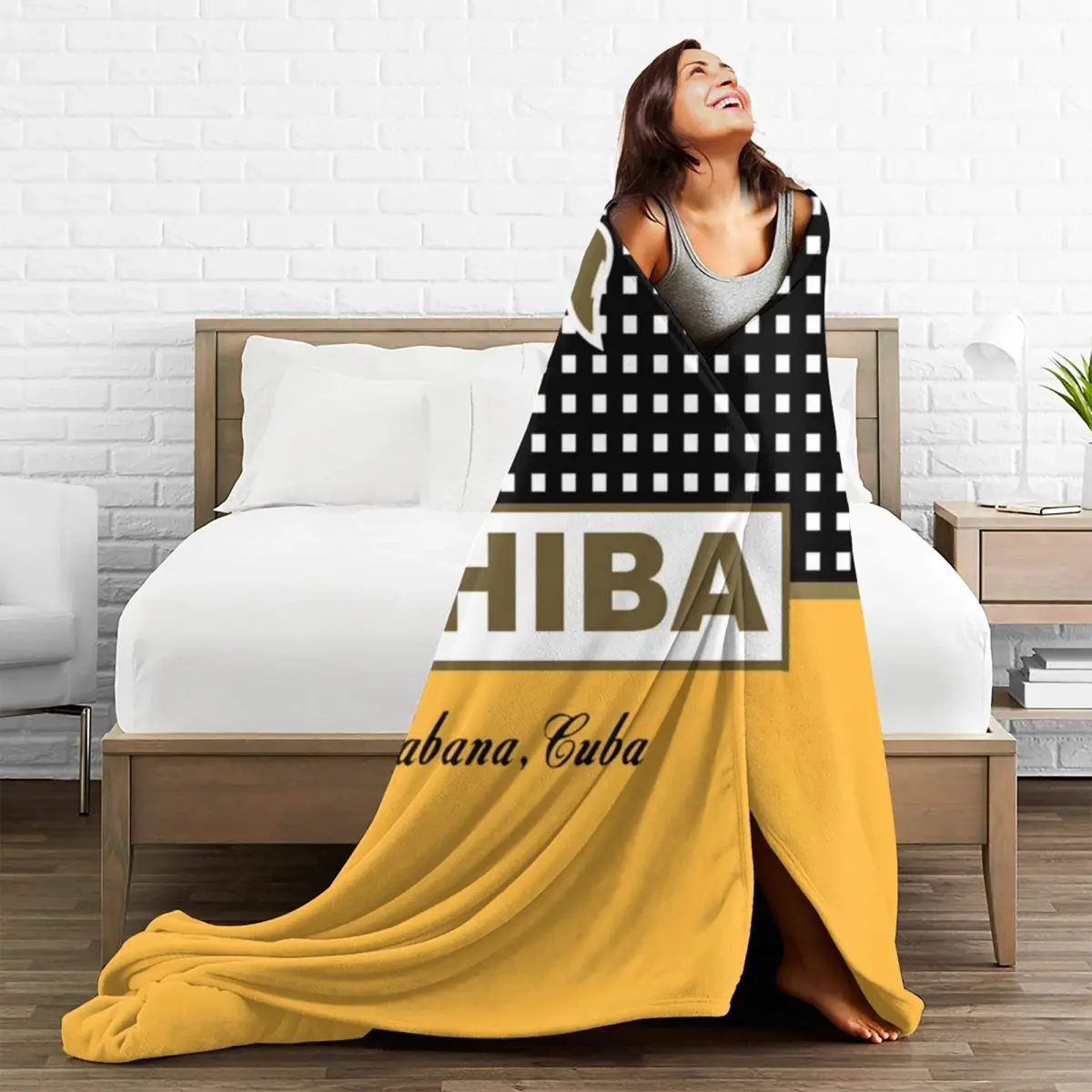 Cuban Cohiba Habana Soft Warm Blanket Yellow Airplane Travel Throw Blanket Winter Novelty Flannel Bedspread Sofa Bed Cover