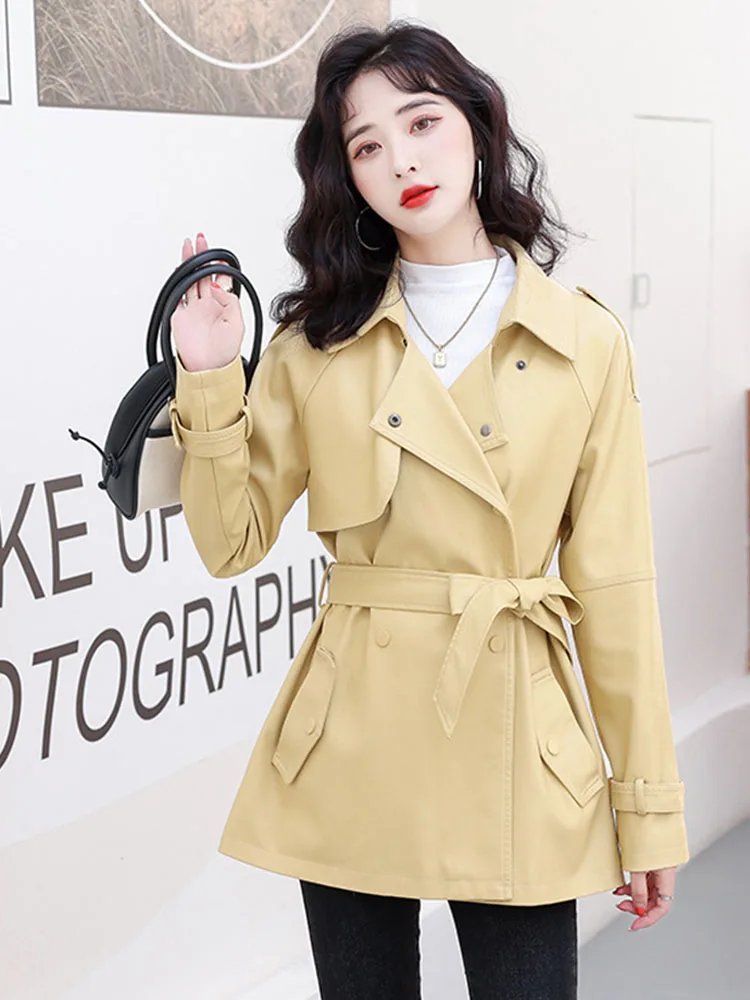 키가 크고 날씬해 보이는 작은 가죽 윈드 브레이커 여성 봄 새로운 스타일 캐주얼 다재다능한 중간 길이의 재킷