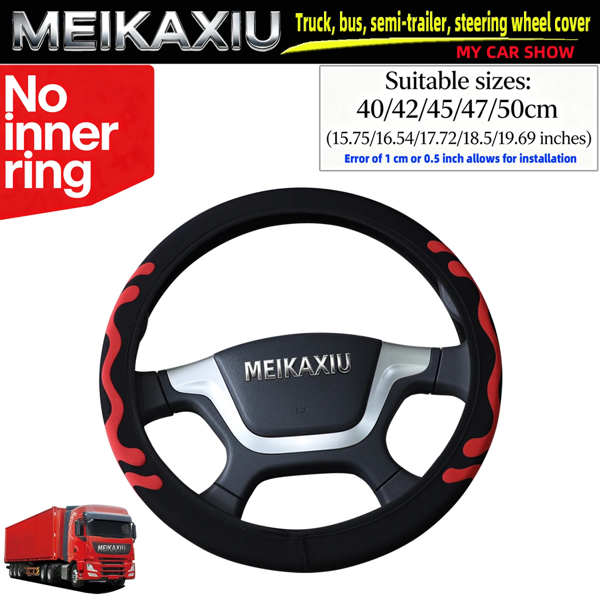 Breathable Large Foam Fabric Upholstery Steering Wheel Cover for Truck Van Bus Coach Semi-Trailer - Durable 40/42/45/47/50cm