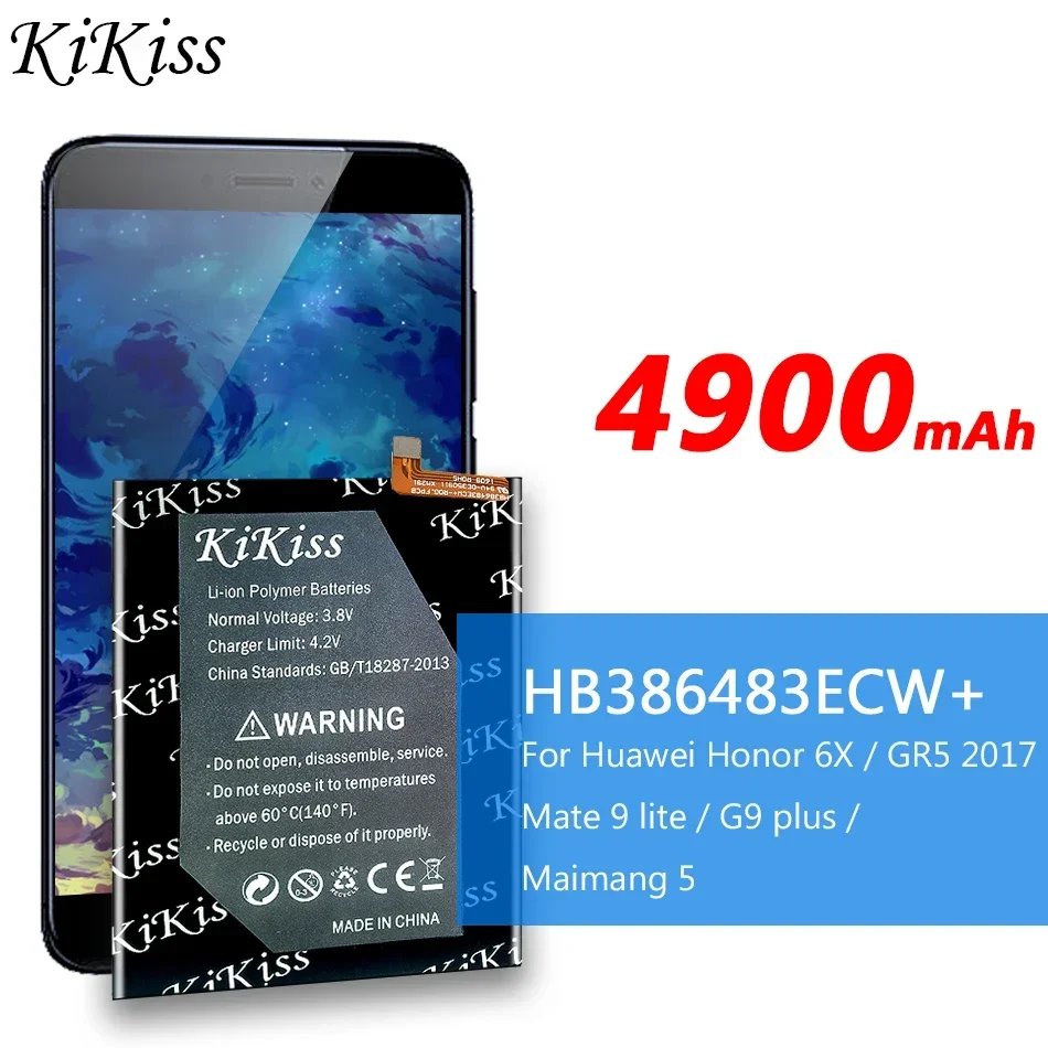 4900mAh HB386483ECW+ Battery For Huawei Honor 6X GR5 2017 BLL-L23 L21 L22 Mate 9 lite BLN-L24 G9 plus Maimang 5