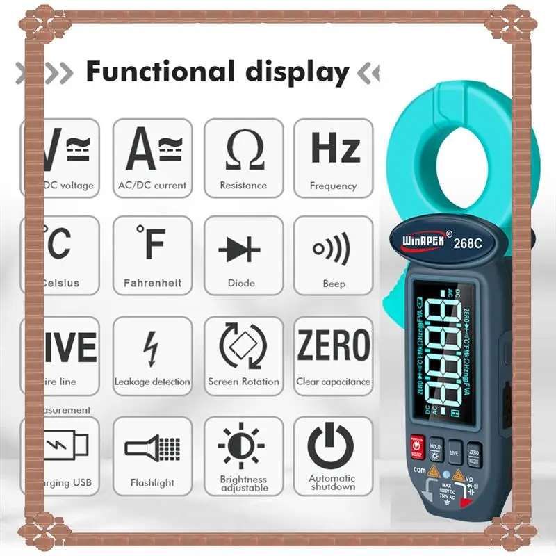 24-Hour Delivery Winapex AC DC Leakage Current Detect Detector Clamp Meter 0.01M A True RMS 60A Voltage Temp Screen Rotation NCV