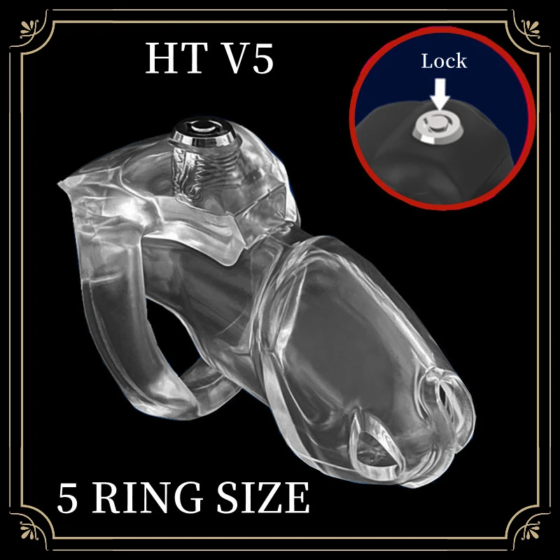 New HT-V5 Chastity Lock Male Resin Chastity Device Separation Lock 5 Cock Ring BDSM Bondage Penis Ring Cock Cage SexToys For Men