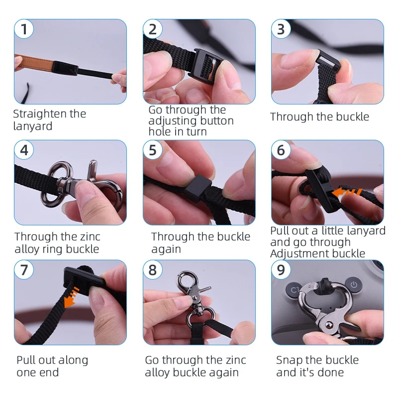 For DJI FPV Combo Remote Control Silicone Case & Neck Lanyard Length Adjusted Camera Drone Quadcopter Accessories