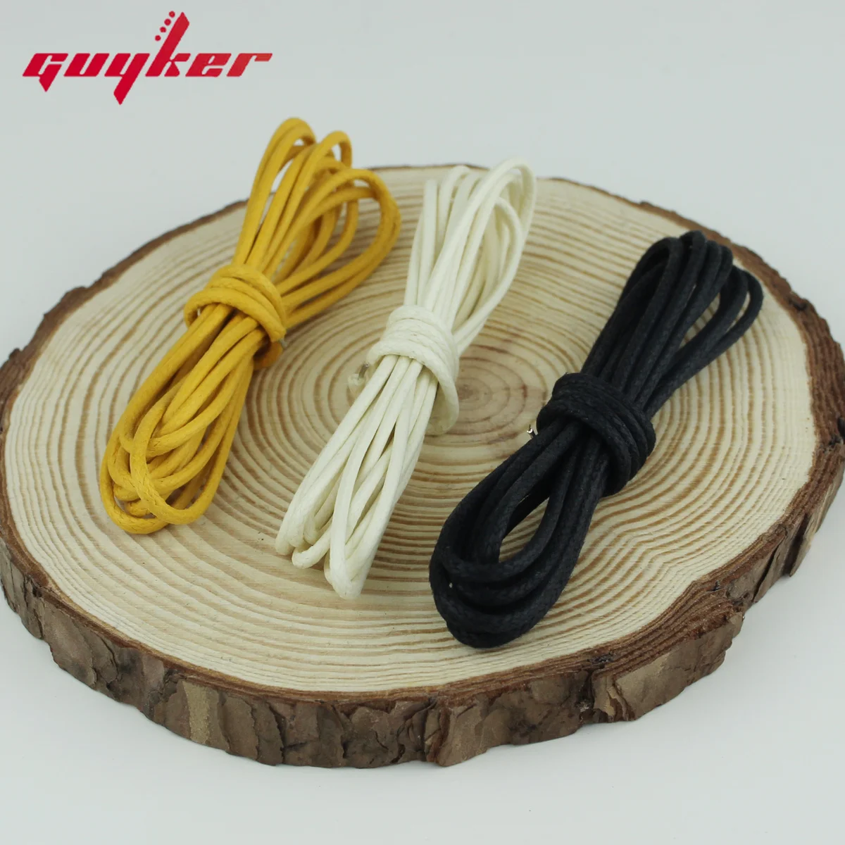 Guyker Cloth-Covered Braided Guitar Wire - White-Black-Yellow Each 1.5 Meters Electrics Vintage-Style Pushback Guitar Wire