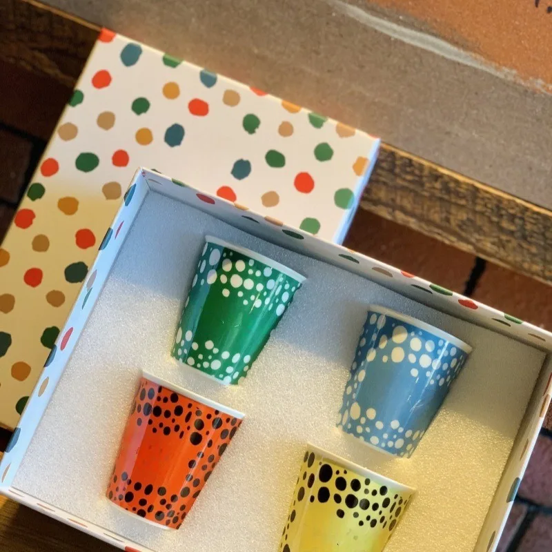 

Colored Polka Dot Bone China Mug Four-Color Water Coffee Cup for Couples Gift Box Packaging