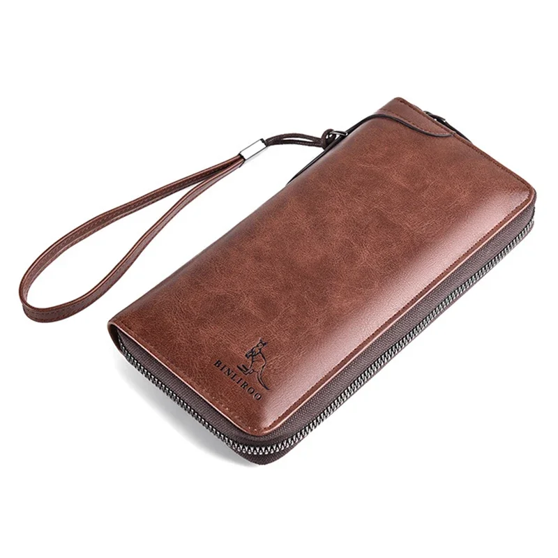 High Quality Men's Long Zipper Pu Leather Wallet for Man RFID Blocking Business Blue Clutch Bag Credit Card Holder Purse Wallets