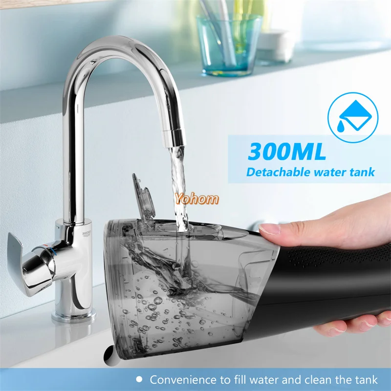 Portable Household Oral Irrigator USB Rechargeable Water Flosser Dental Jet 300ML Water Tank Waterproof Teeth Cleaner