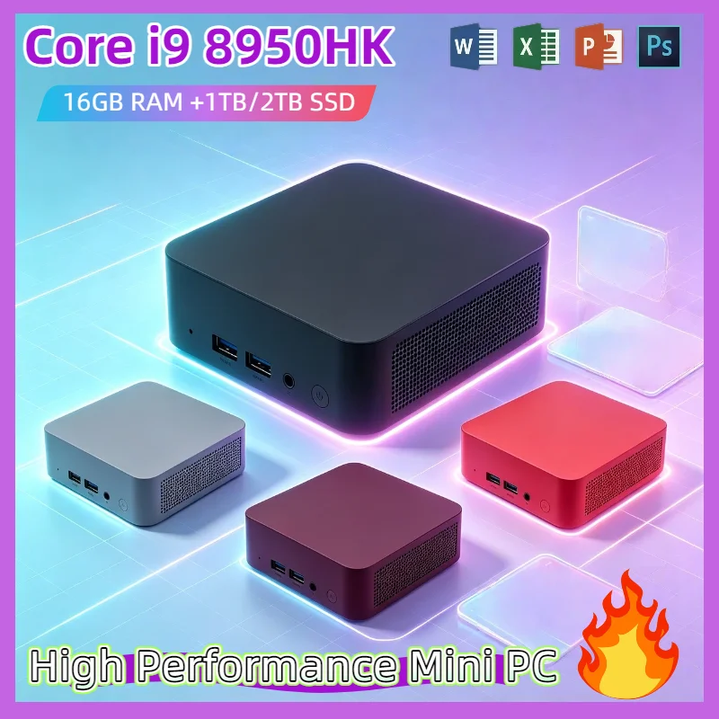 Mini PC Intel Core i9 8950HK 16GB RAM 1TB 2TB M.2 SSD WiFi 6 BT5.2 Low Power NVMe Desktop Computer Pro Max Unit