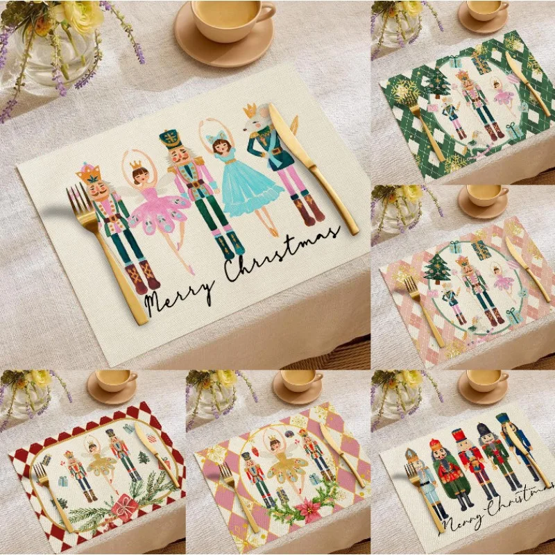 Märchen-Nussknacker-Druck, Leinen-Tischset, Cartoon-Wärmeisolierende Tischsets, waschbarer und schmutzabweisender Desktop-Schutz