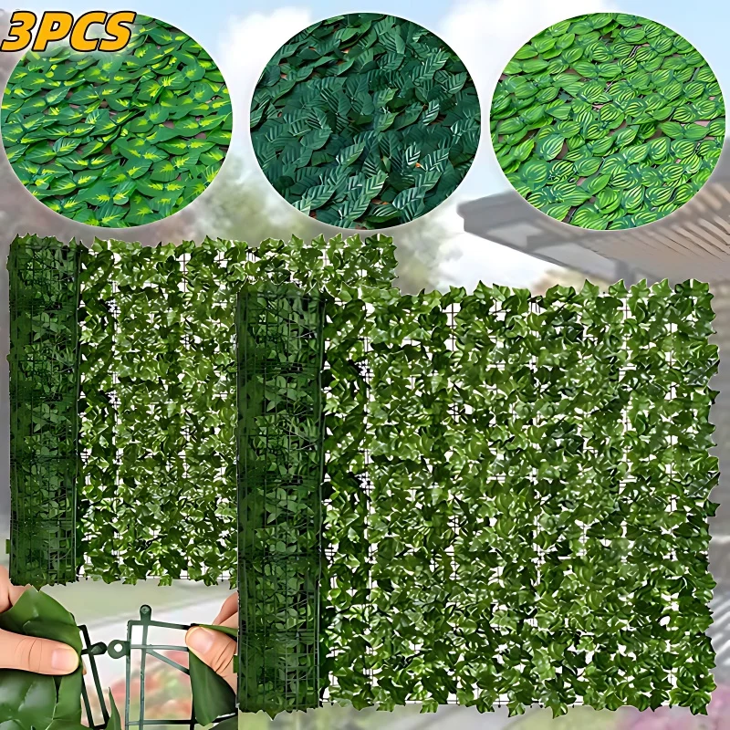 50X100cm Fake Plants Green Leaves Fence Panel Shade Board Home Outdoor Garden Balcony Decoration Lawn Fake Fence Fake GreenLeave