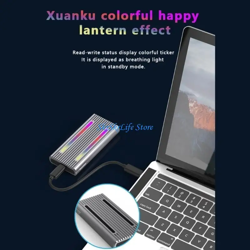 E65E RGB M.2 SSD مربع مربع الدعم NVME HARDDISK CASE ALUEMINUMALLOY CADDY